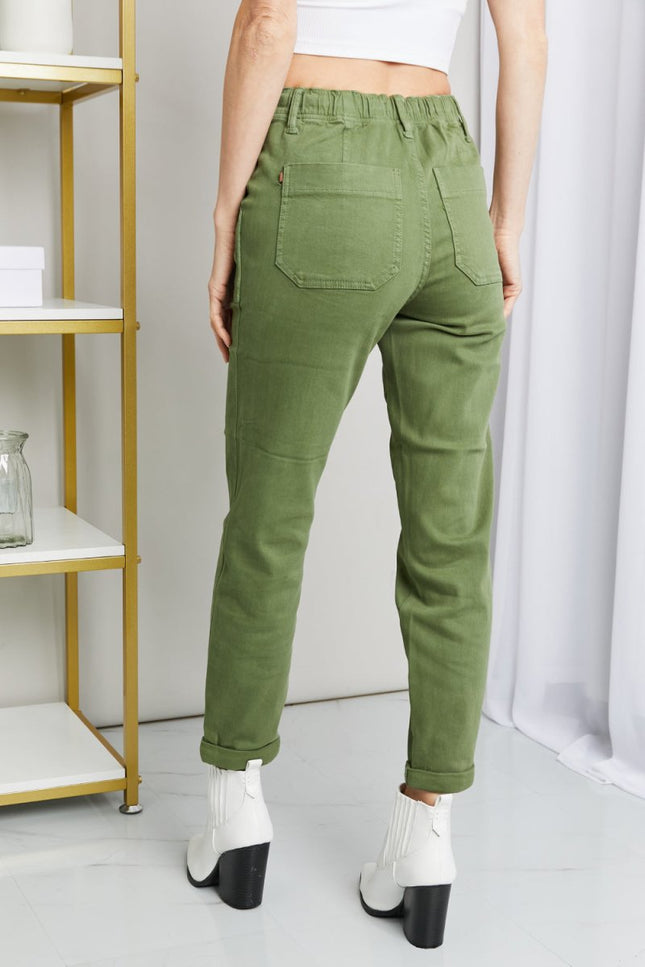 Judy Blue Full Size Drawstring Waist Pocket Jeans - THE AMERICAN BLUE