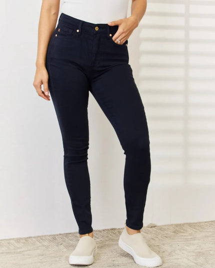 Judy Blue Full Size Garment Dyed Tummy Control Skinny Jeans - THE AMERICAN BLUE