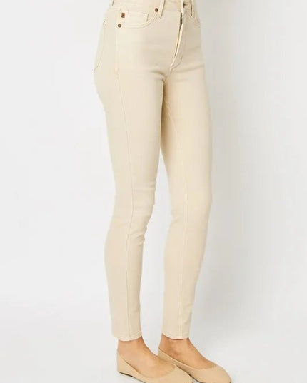 Judy Blue Full Size Garment Dyed Tummy Control Skinny Jeans - THE AMERICAN BLUE