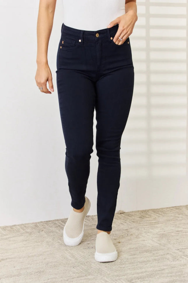 Judy Blue Full Size Garment Dyed Tummy Control Skinny Jeans - THE AMERICAN BLUE