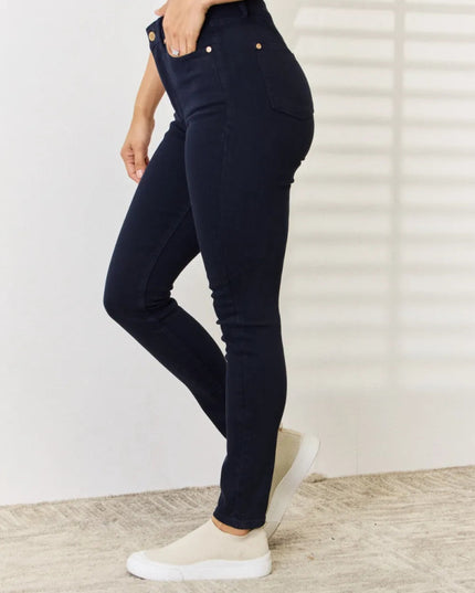 Judy Blue Full Size Garment Dyed Tummy Control Skinny Jeans - THE AMERICAN BLUE