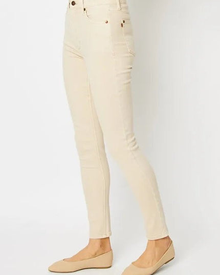 Judy Blue Full Size Garment Dyed Tummy Control Skinny Jeans - THE AMERICAN BLUE