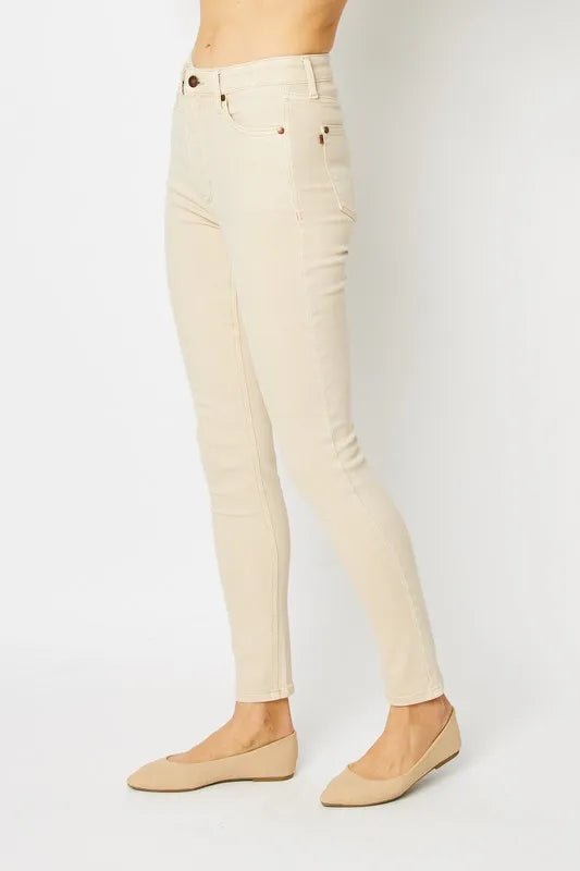 Judy Blue Full Size Garment Dyed Tummy Control Skinny Jeans - THE AMERICAN BLUE