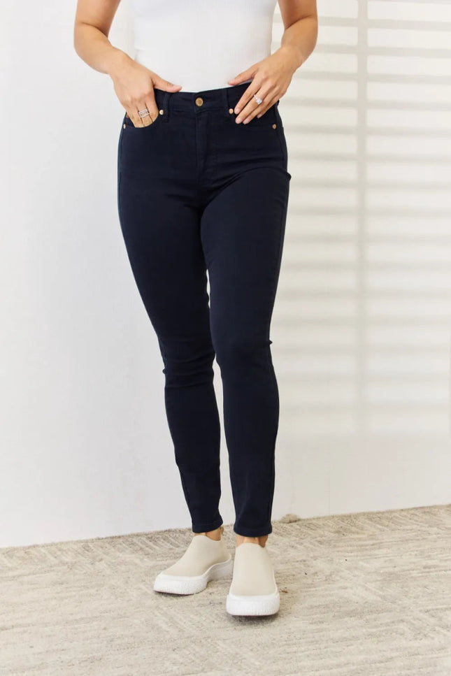 Judy Blue Full Size Garment Dyed Tummy Control Skinny Jeans - THE AMERICAN BLUE