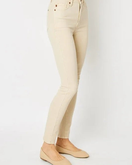 Judy Blue Full Size Garment Dyed Tummy Control Skinny Jeans - THE AMERICAN BLUE
