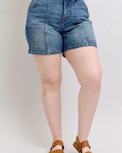 Judy Blue Full Size High Rise Denim Shorts Plus Size - THE AMERICAN BLUE