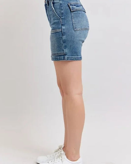 Judy Blue Full Size High Rise Denim Shorts Plus Size - THE AMERICAN BLUE