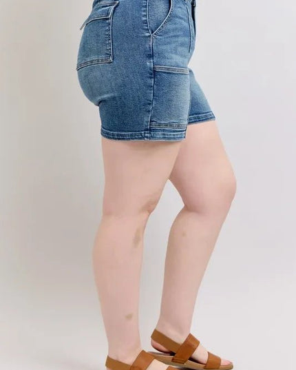 Judy Blue Full Size High Rise Denim Shorts Plus Size - THE AMERICAN BLUE
