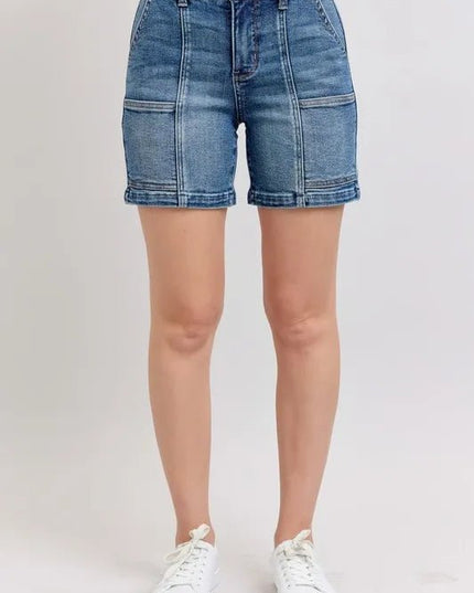 Judy Blue Full Size High Rise Denim Shorts Plus Size - THE AMERICAN BLUE