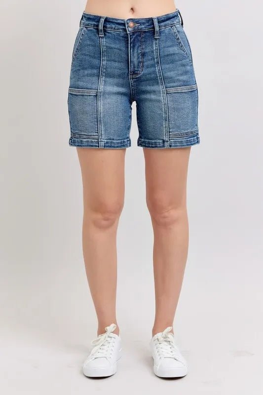 Judy Blue Full Size High Rise Denim Shorts Plus Size - THE AMERICAN BLUE