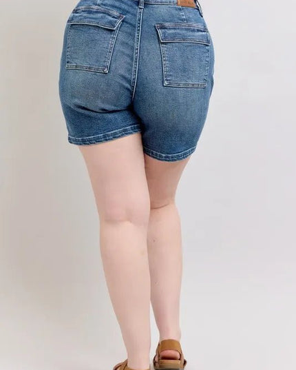 Judy Blue Full Size High Rise Denim Shorts Plus Size - THE AMERICAN BLUE