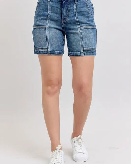 Judy Blue Full Size High Rise Denim Shorts Plus Size - THE AMERICAN BLUE