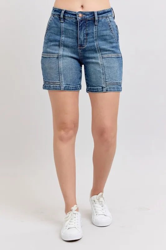 Judy Blue Full Size High Rise Denim Shorts Plus Size - THE AMERICAN BLUE