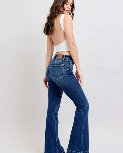 Judy Blue Full Size High Rise Flare Jeans with Pockets Plus Size - THE AMERICAN BLUE