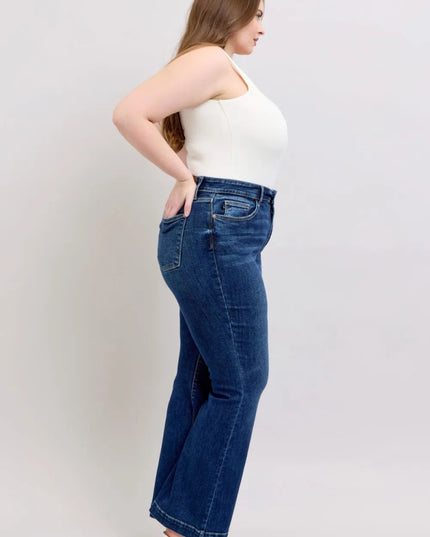 Judy Blue Full Size High Rise Flare Jeans with Pockets Plus Size - THE AMERICAN BLUE