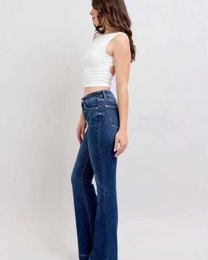 Judy Blue Full Size High Rise Flare Jeans with Pockets Plus Size - THE AMERICAN BLUE