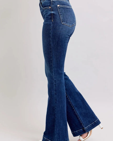 Judy Blue Full Size High Rise Flare Jeans with Pockets Plus Size - THE AMERICAN BLUE