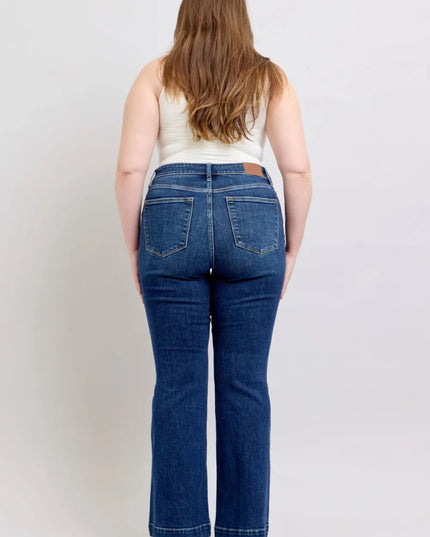 Judy Blue Full Size High Rise Flare Jeans with Pockets Plus Size - THE AMERICAN BLUE