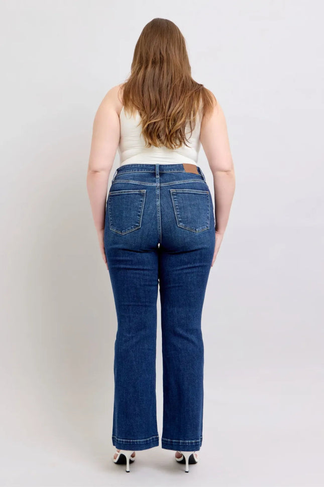 Judy Blue Full Size High Rise Flare Jeans with Pockets Plus Size - THE AMERICAN BLUE