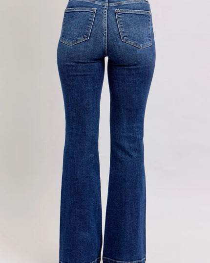 Judy Blue Full Size High Rise Flare Jeans with Pockets Plus Size - THE AMERICAN BLUE