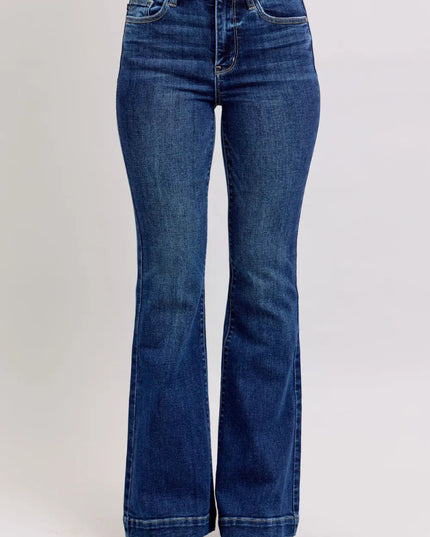 Judy Blue Full Size High Rise Flare Jeans with Pockets Plus Size - THE AMERICAN BLUE