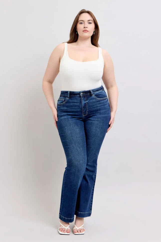 Judy Blue Full Size High Rise Flare Jeans with Pockets Plus Size - THE AMERICAN BLUE