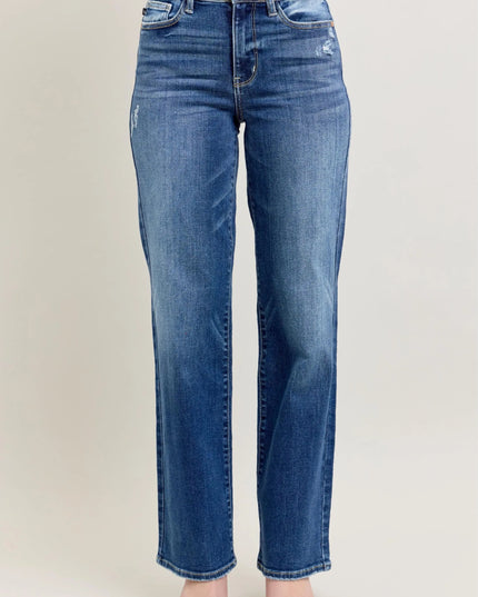 Judy Blue Full Size High Waist 90's Straight Leg Jeans Plus Size - THE AMERICAN BLUE