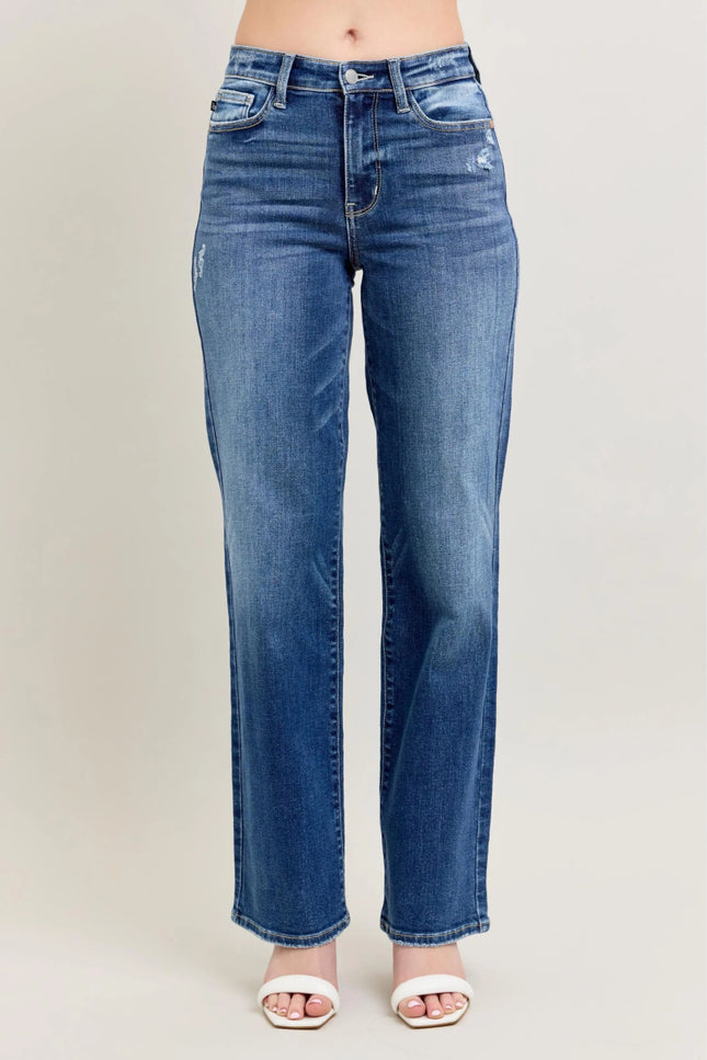 Judy Blue Full Size High Waist 90's Straight Leg Jeans Plus Size - THE AMERICAN BLUE