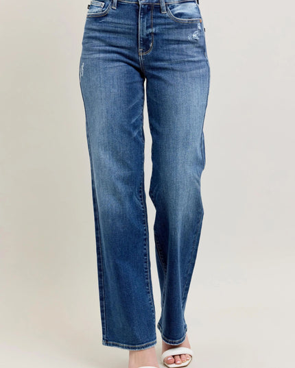 Judy Blue Full Size High Waist 90's Straight Leg Jeans Plus Size - THE AMERICAN BLUE