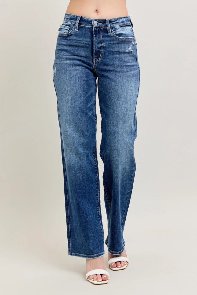 Judy Blue Full Size High Waist 90's Straight Leg Jeans Plus Size - THE AMERICAN BLUE
