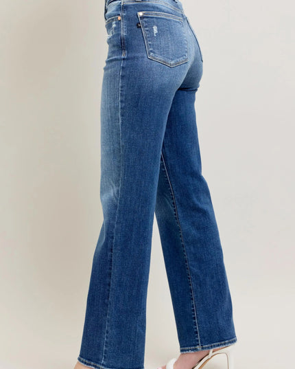 Judy Blue Full Size High Waist 90's Straight Leg Jeans Plus Size - THE AMERICAN BLUE