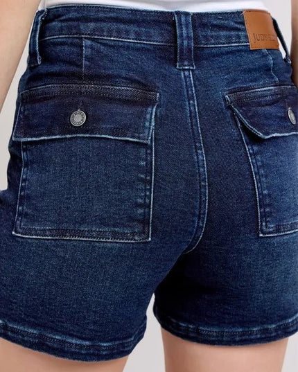 Judy Blue Full Size High Waist Back Flap Pocket Denim Shorts Plus Size - THE AMERICAN BLUE