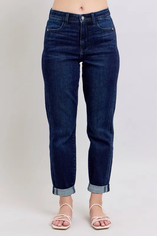 Judy Blue Full Size High Waist Boyfriend Jeans Plus Size - THE AMERICAN BLUE