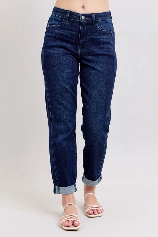 Judy Blue Full Size High Waist Boyfriend Jeans Plus Size - THE AMERICAN BLUE