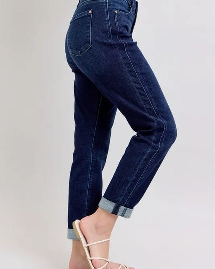 Judy Blue Full Size High Waist Boyfriend Jeans Plus Size - THE AMERICAN BLUE