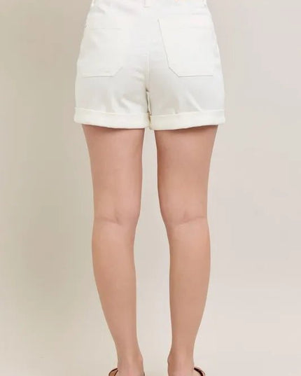 Judy Blue Full Size High Waist Cuff Denim Shorts Plus Size - THE AMERICAN BLUE