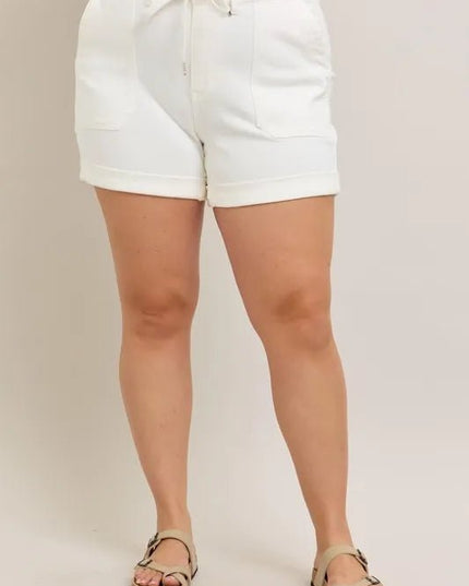 Judy Blue Full Size High Waist Cuff Denim Shorts Plus Size - THE AMERICAN BLUE