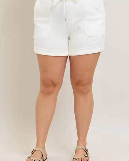 Judy Blue Full Size High Waist Cuff Denim Shorts Plus Size - THE AMERICAN BLUE