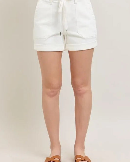 Judy Blue Full Size High Waist Cuff Denim Shorts Plus Size - THE AMERICAN BLUE