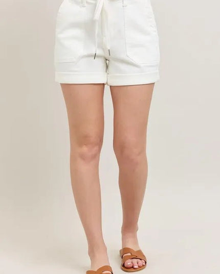Judy Blue Full Size High Waist Cuff Denim Shorts Plus Size - THE AMERICAN BLUE