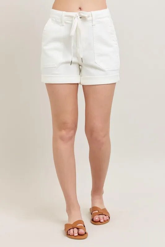 Judy Blue Full Size High Waist Cuff Denim Shorts Plus Size - THE AMERICAN BLUE