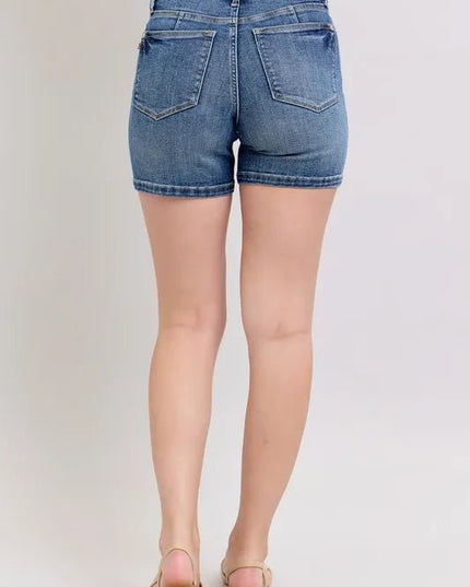 Judy Blue Full Size High Waist Denim Shorts Plus Size - THE AMERICAN BLUE