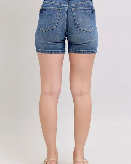 Judy Blue Full Size High Waist Denim Shorts Plus Size - THE AMERICAN BLUE