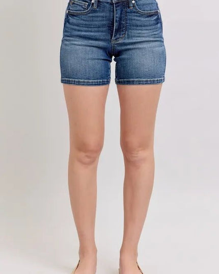 Judy Blue Full Size High Waist Denim Shorts Plus Size - THE AMERICAN BLUE