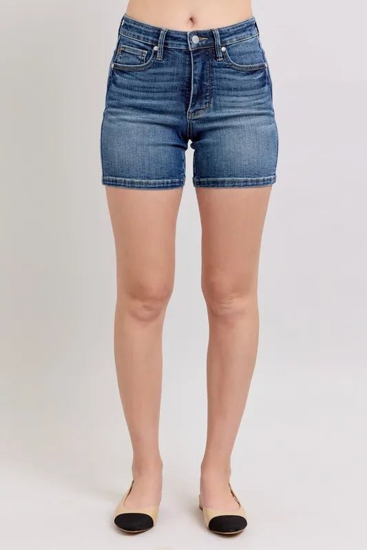 Judy Blue Full Size High Waist Denim Shorts Plus Size - THE AMERICAN BLUE