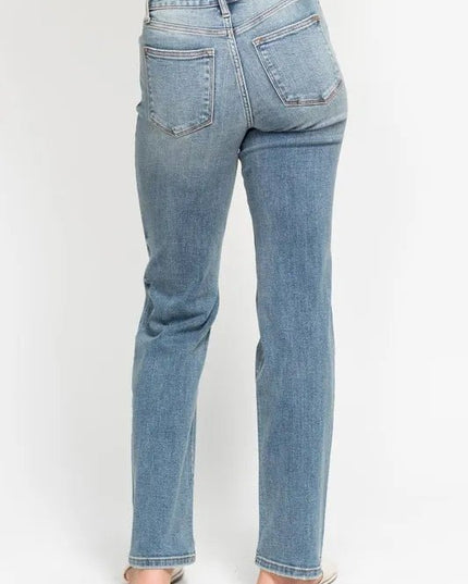 Judy Blue Full Size High Waist Distressed Dad Jean Plus Size - THE AMERICAN BLUE