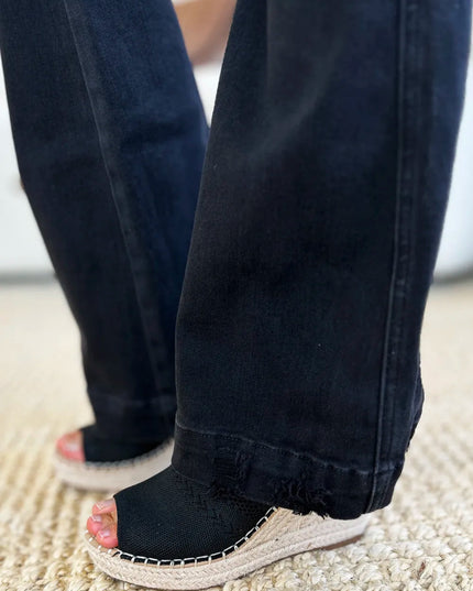 Judy Blue Full Size High Waist Distressed Flare Jeans - THE AMERICAN BLUE
