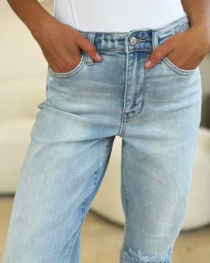 Judy Blue Full Size High Waist Distressed Straight Jeans - THE AMERICAN BLUE