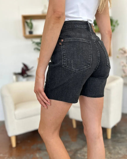 Judy Blue Full Size High Waist Rigid Magic Denim Shorts - THE AMERICAN BLUE