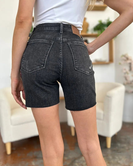 Judy Blue Full Size High Waist Rigid Magic Denim Shorts - THE AMERICAN BLUE